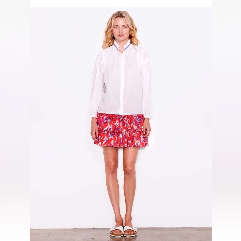 SUNDRY Mini Collar Button Down Shirt White Cotton Lightweight Breathable Medium